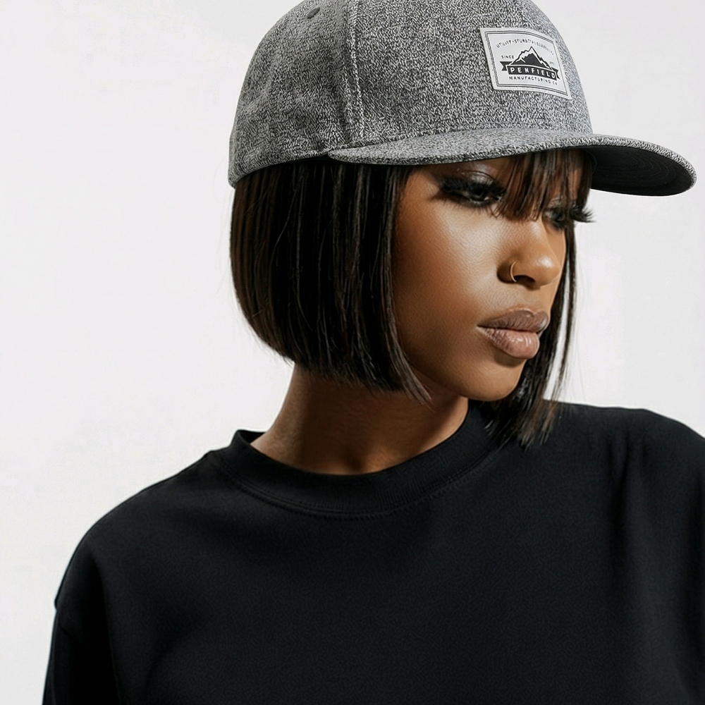 Penfield Wool Blend Cap | Grey Textured Baseball Hat | Leather Strap